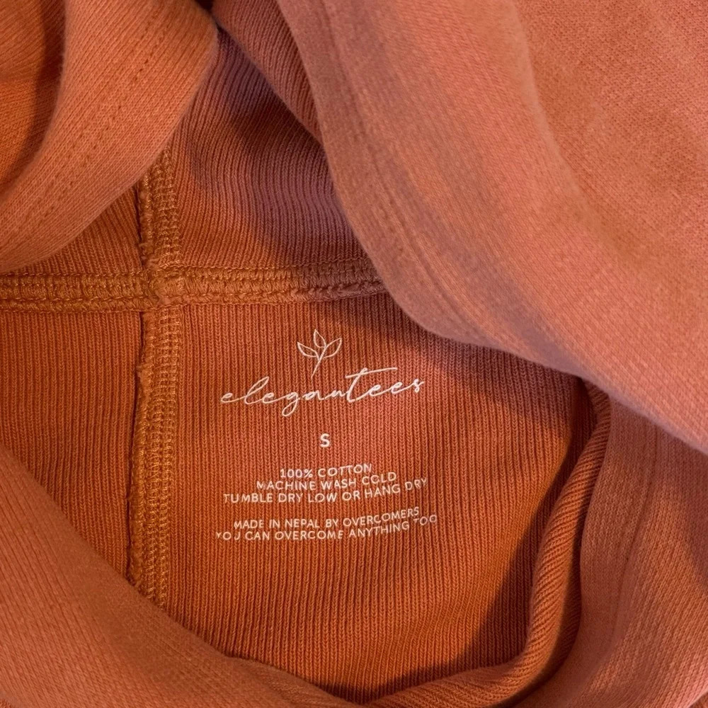 Elegantees Orange Women’s Hooded Sweater Tunic 100% Cotton Size Small - Picture 10 of 14